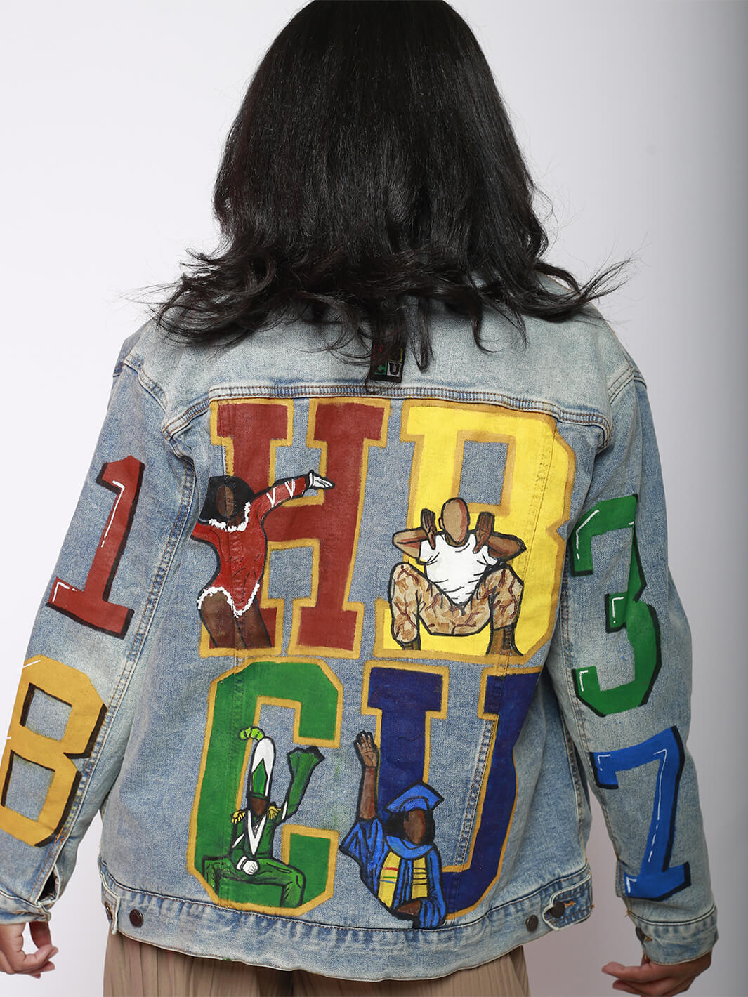 XLarge Size HBCU Graphic Denim Jacket