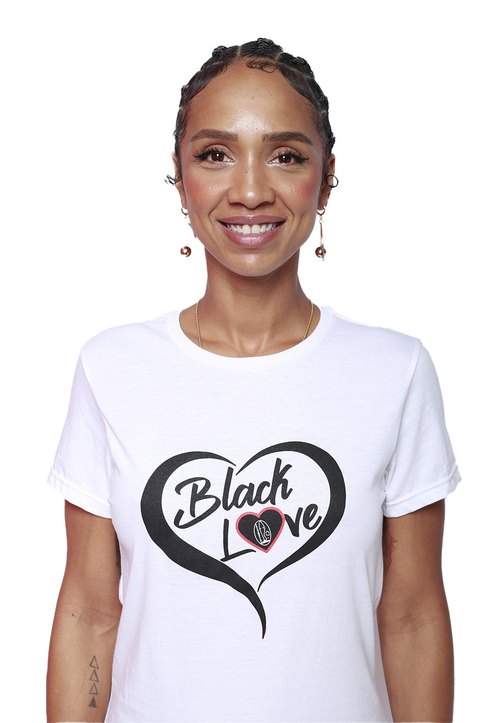 Short Sleeve White “Black Love” Open Back Tee