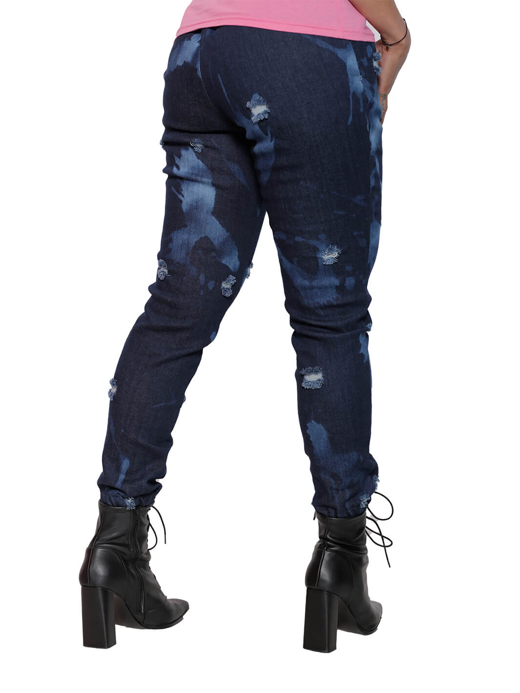 2-Pocket Distressed Denim Jogger Pants