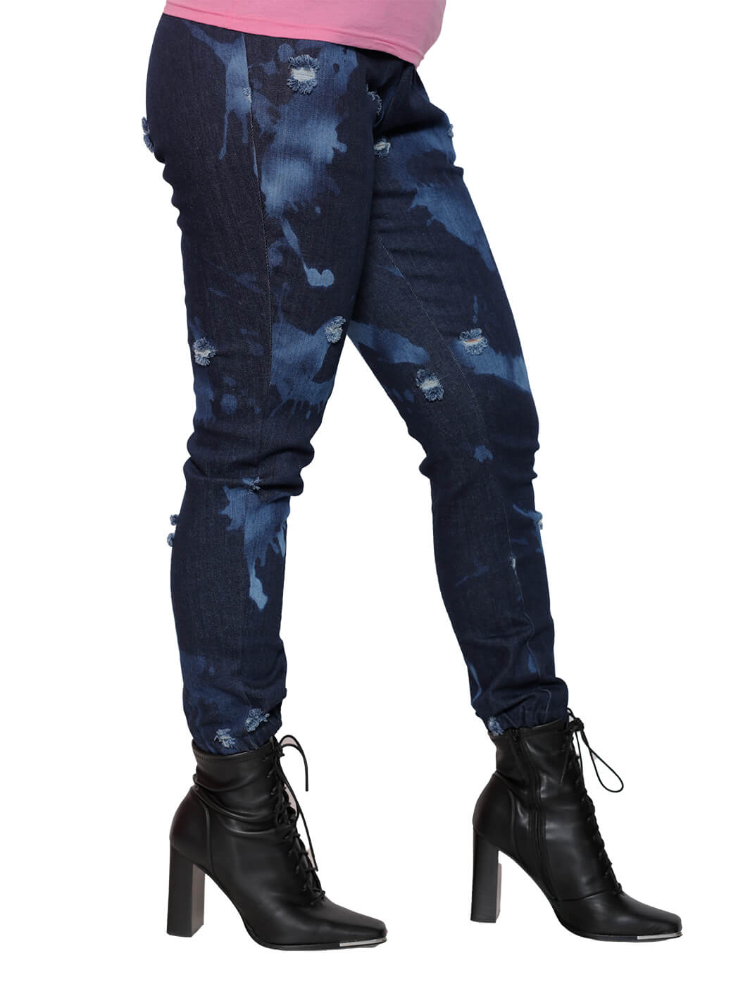 2-Pocket Distressed Denim Jogger Pants