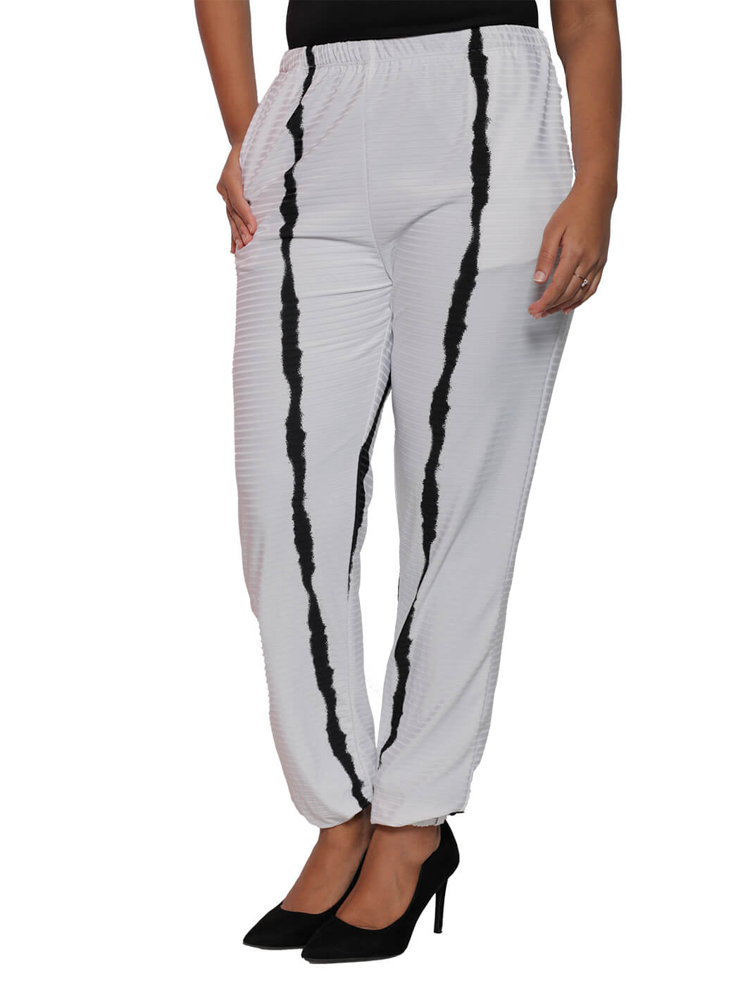 2-Pocket White/Black Streak Jogger Pants