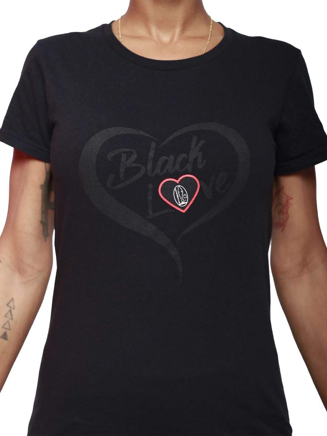 Short Sleeve Black “Black Love” Open Back Tee