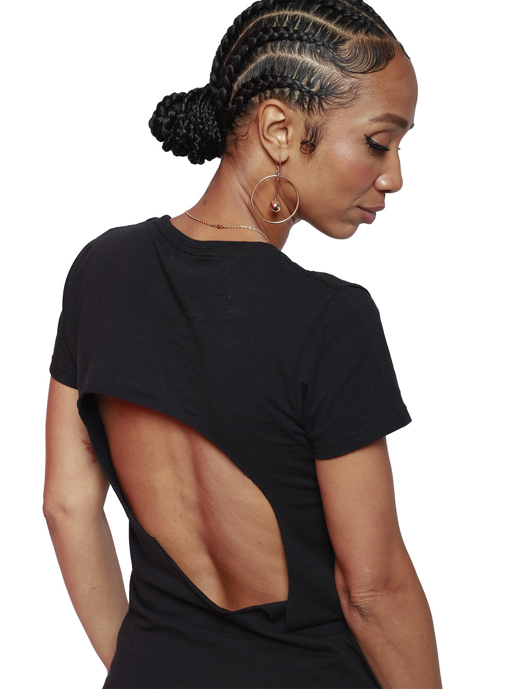 Short Sleeve Black “Black Love” Open Back Tee