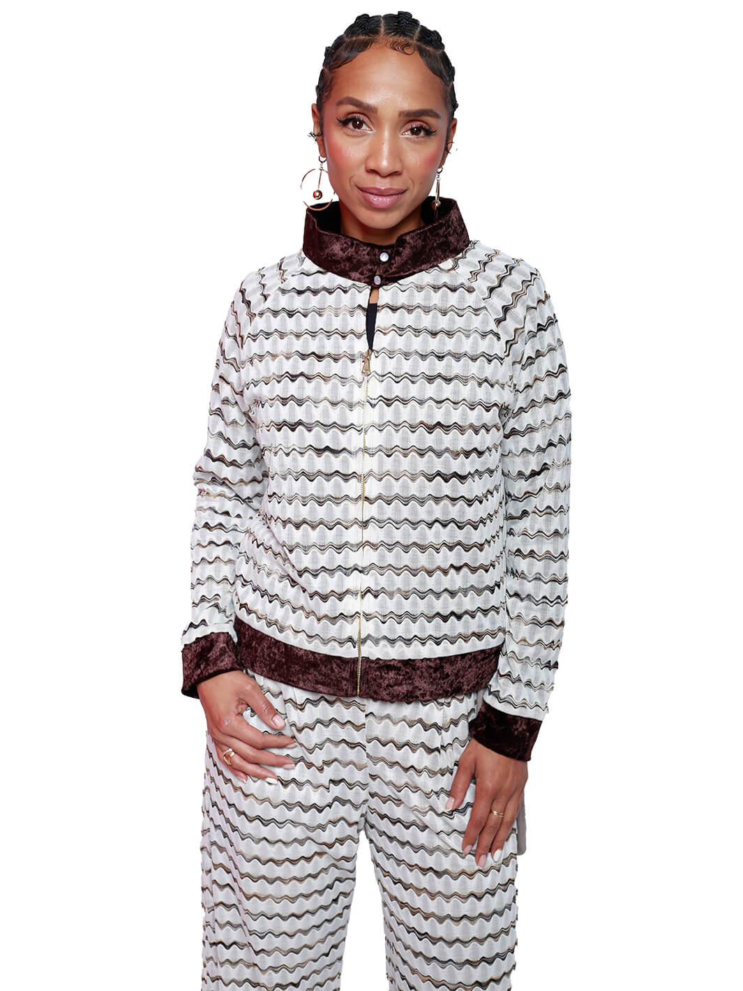 Gold Stripe Zip Fitted Jacket