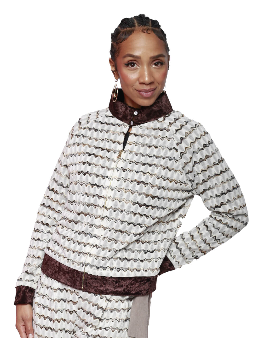 Gold Stripe Zip Fitted Jacket