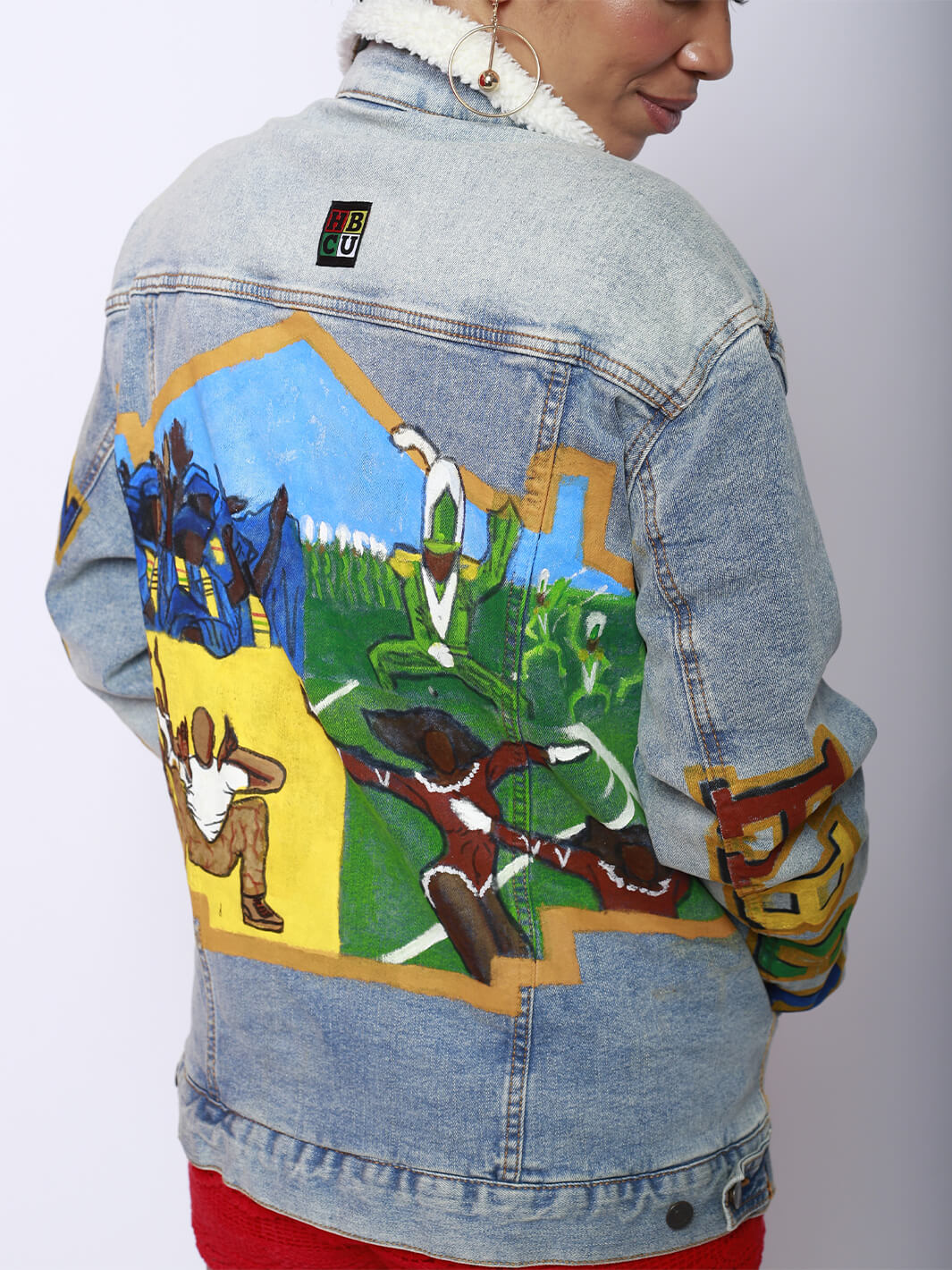 Large Size HBCU Graphic Denim Jacket