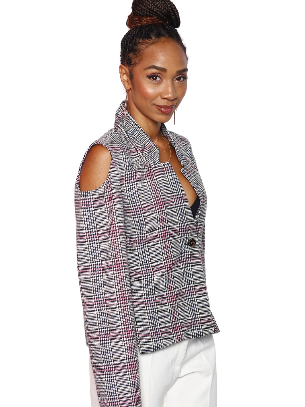 Peppermint One Button Cold Shoulder Jacket