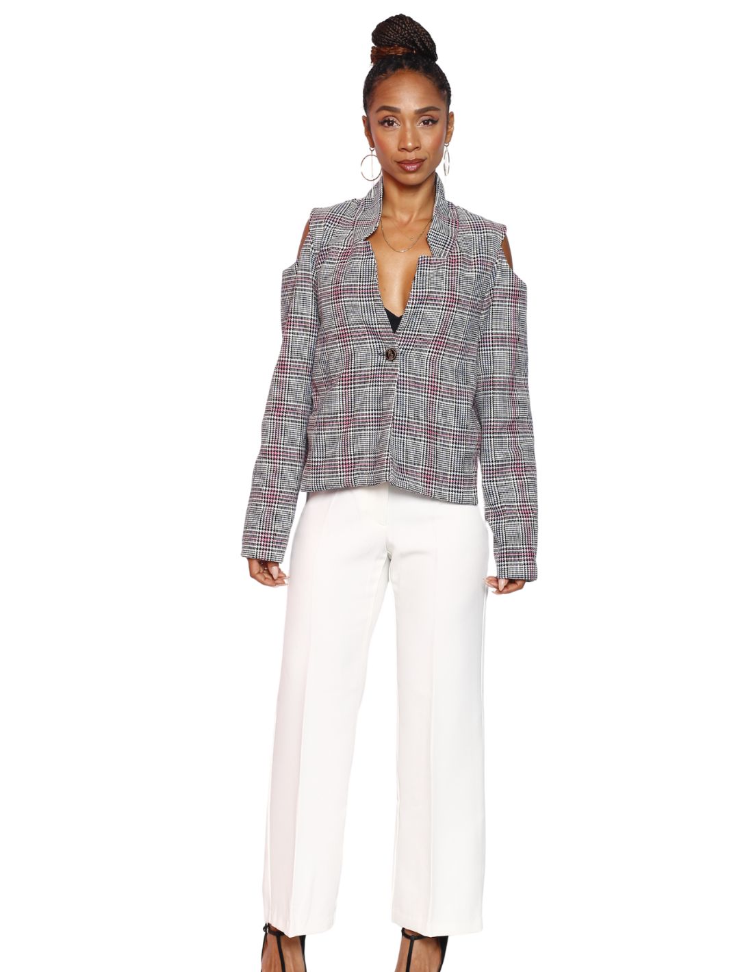 Peppermint One Button Cold Shoulder Jacket