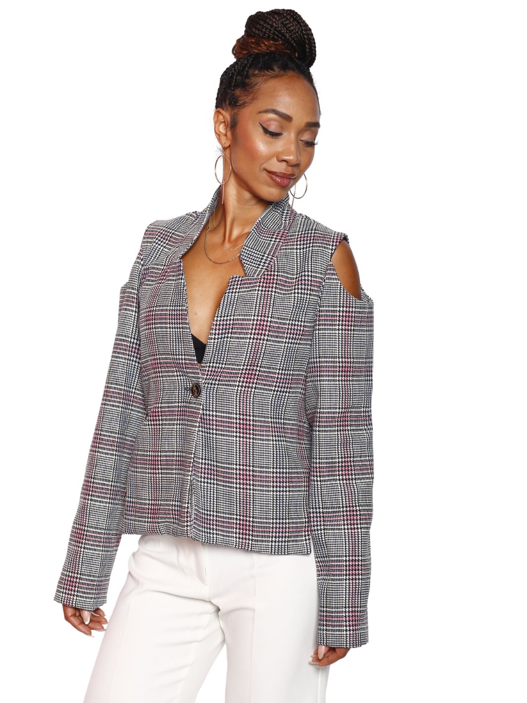 Peppermint One Button Cold Shoulder Jacket