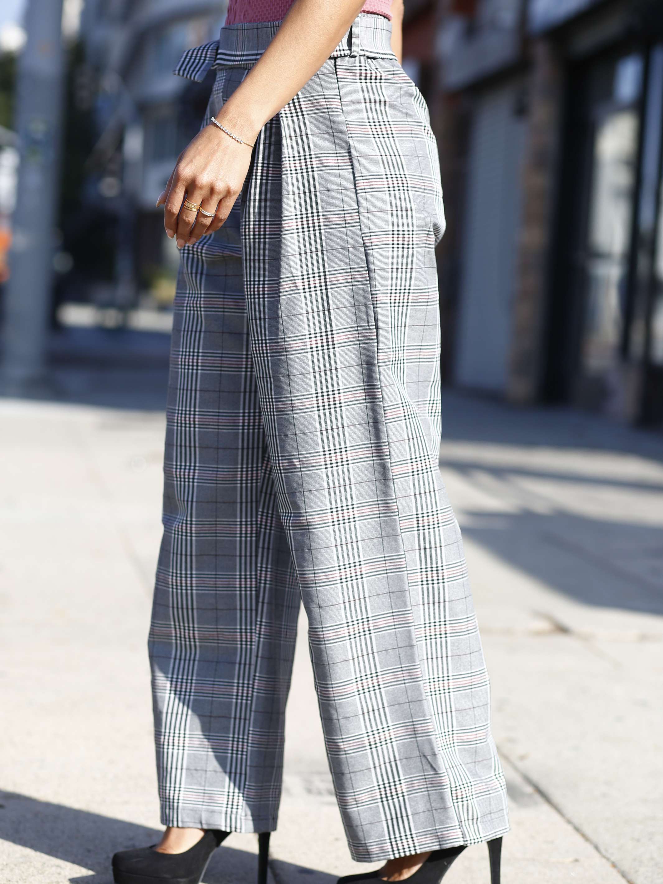 Periwinkle High Waist Pant w/Tie Belt