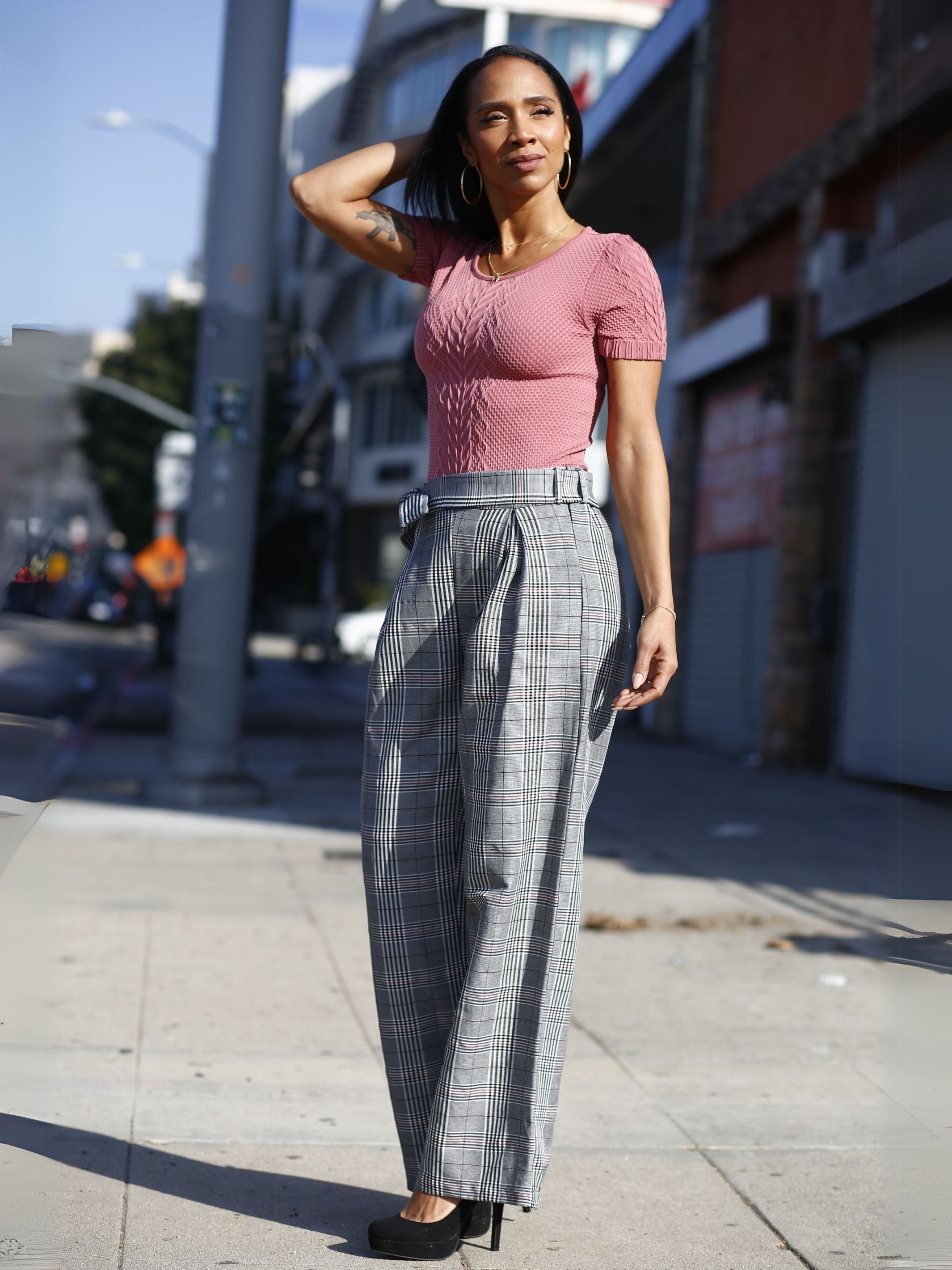 Periwinkle High Waist Pant w/Tie Belt