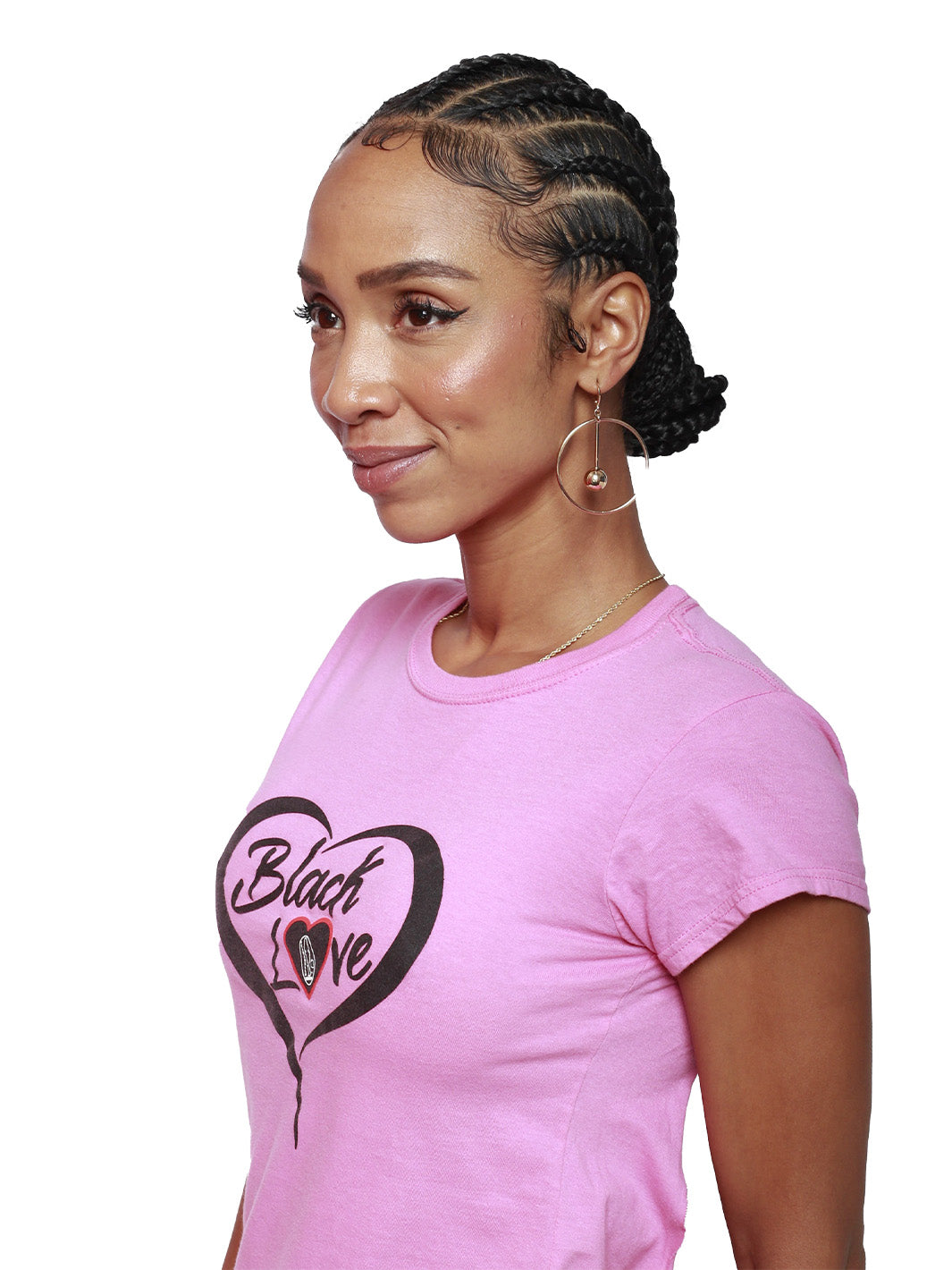 Short Sleeve Pink “Black Love” Open Back Tee