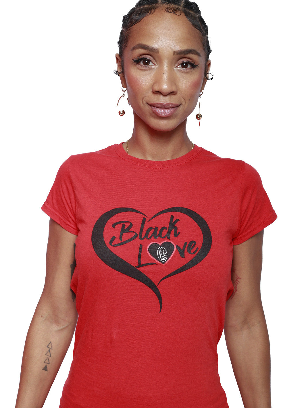 Short Sleeve Red “Black Love” Open Back Tee