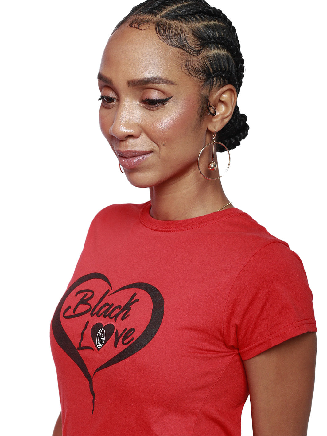 Short Sleeve Red “Black Love” Open Back Tee
