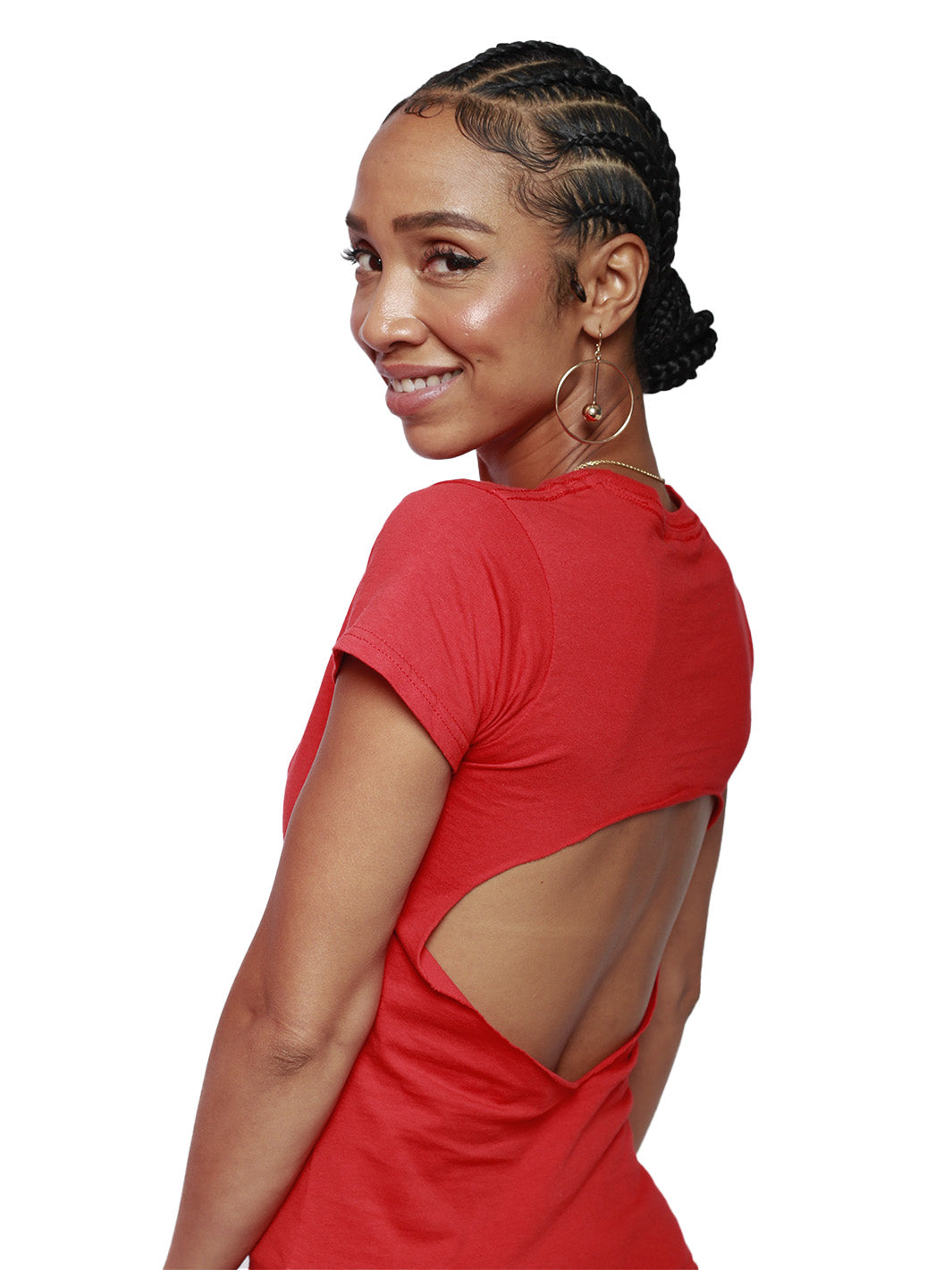 Short Sleeve Red “Black Love” Open Back Tee