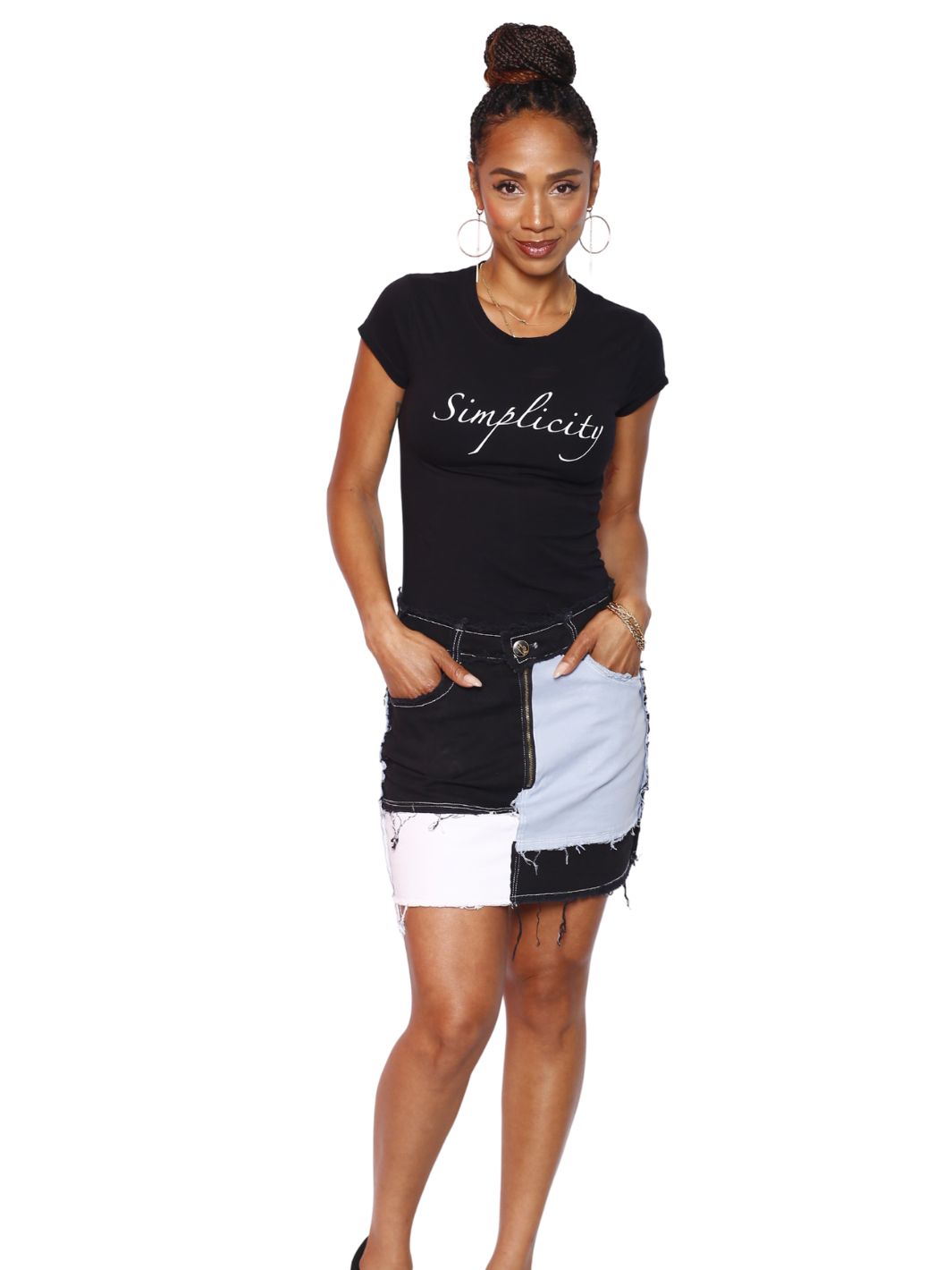 Short Denim Distressed Skirt