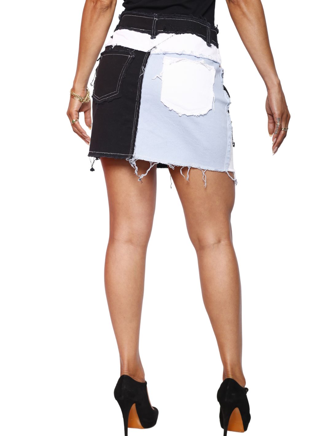 Short Denim Distressed Skirt