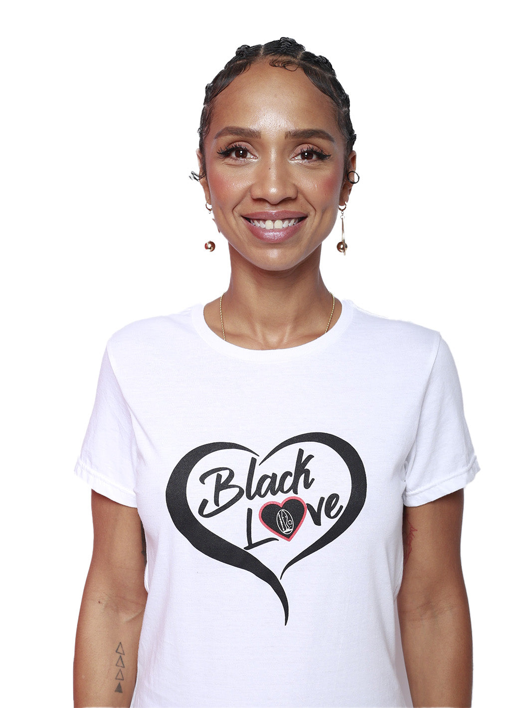 Short Sleeve White “Black Love” Open Back Tee