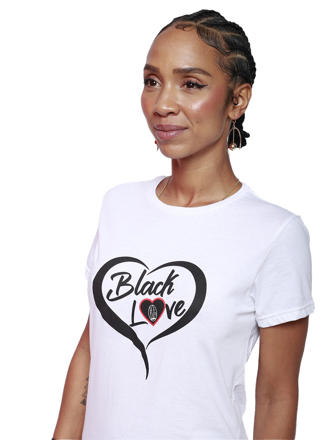 Short Sleeve White “Black Love” Open Back Tee