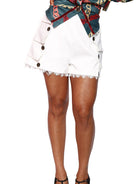 White Pleated Sailor Shorts