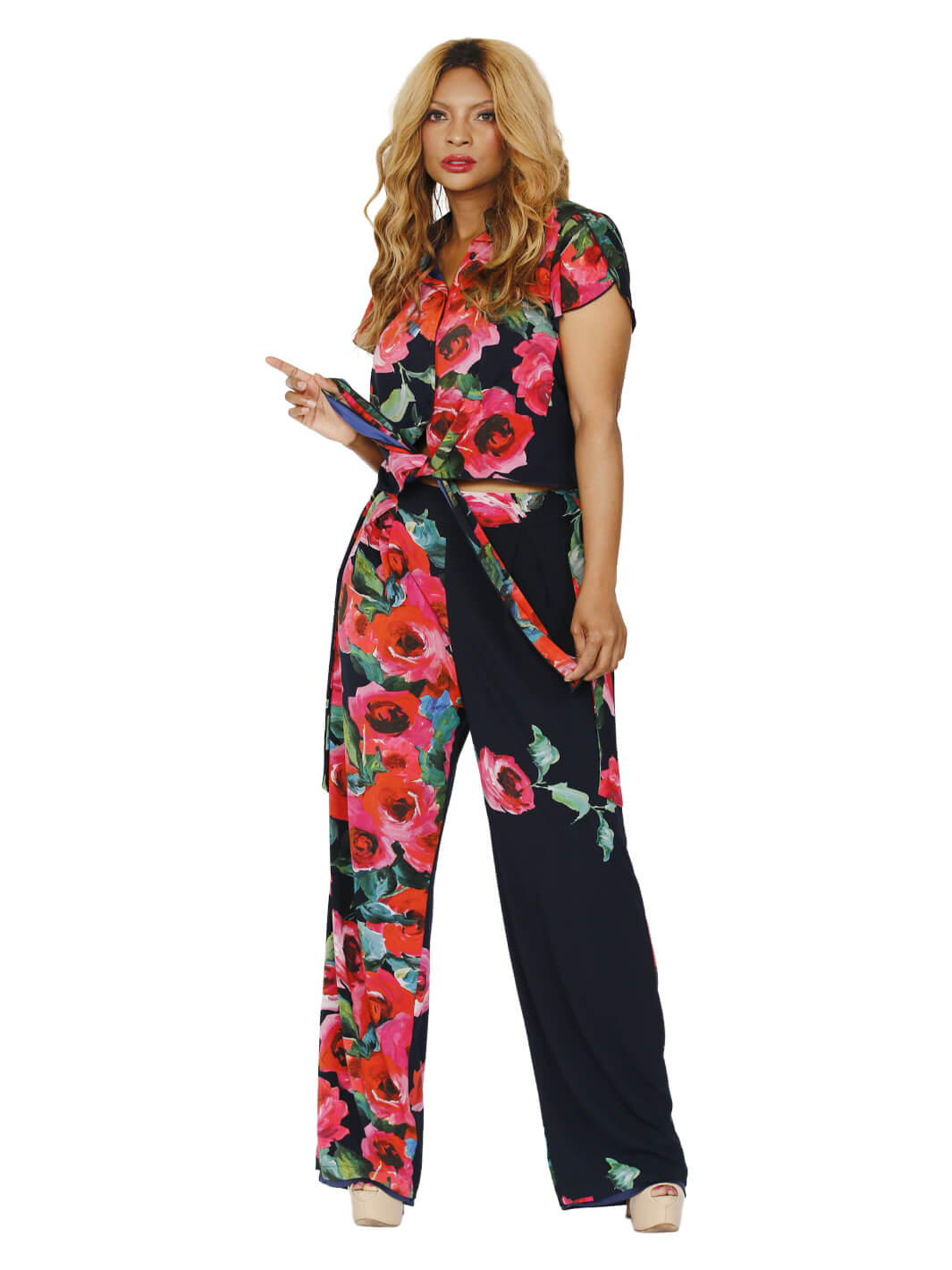 Ava High Waist Indigo Print Pant