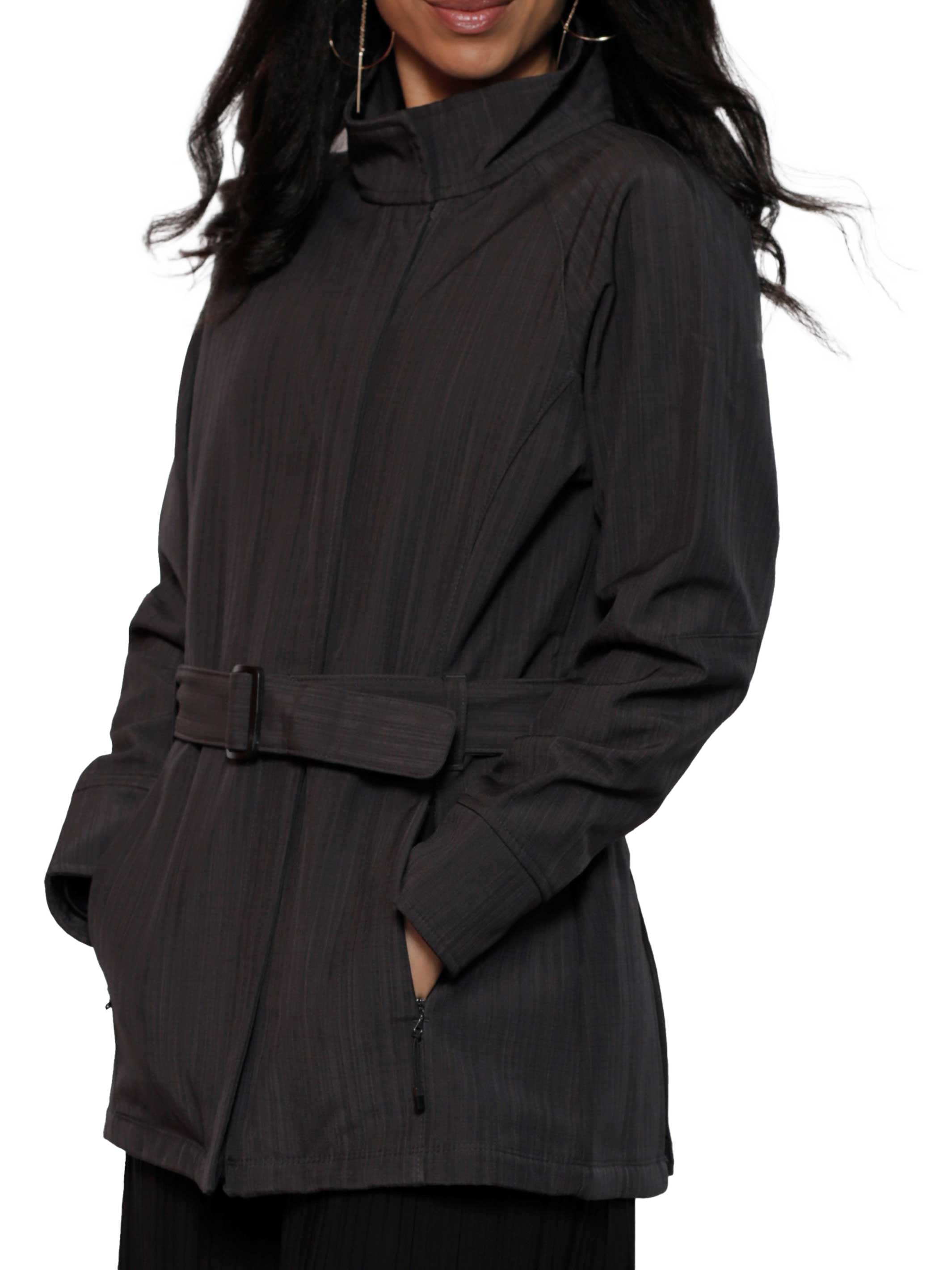 2-Pocket Zipper Belted Coat