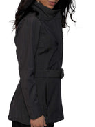 2-Pocket Zipper Belted Coat