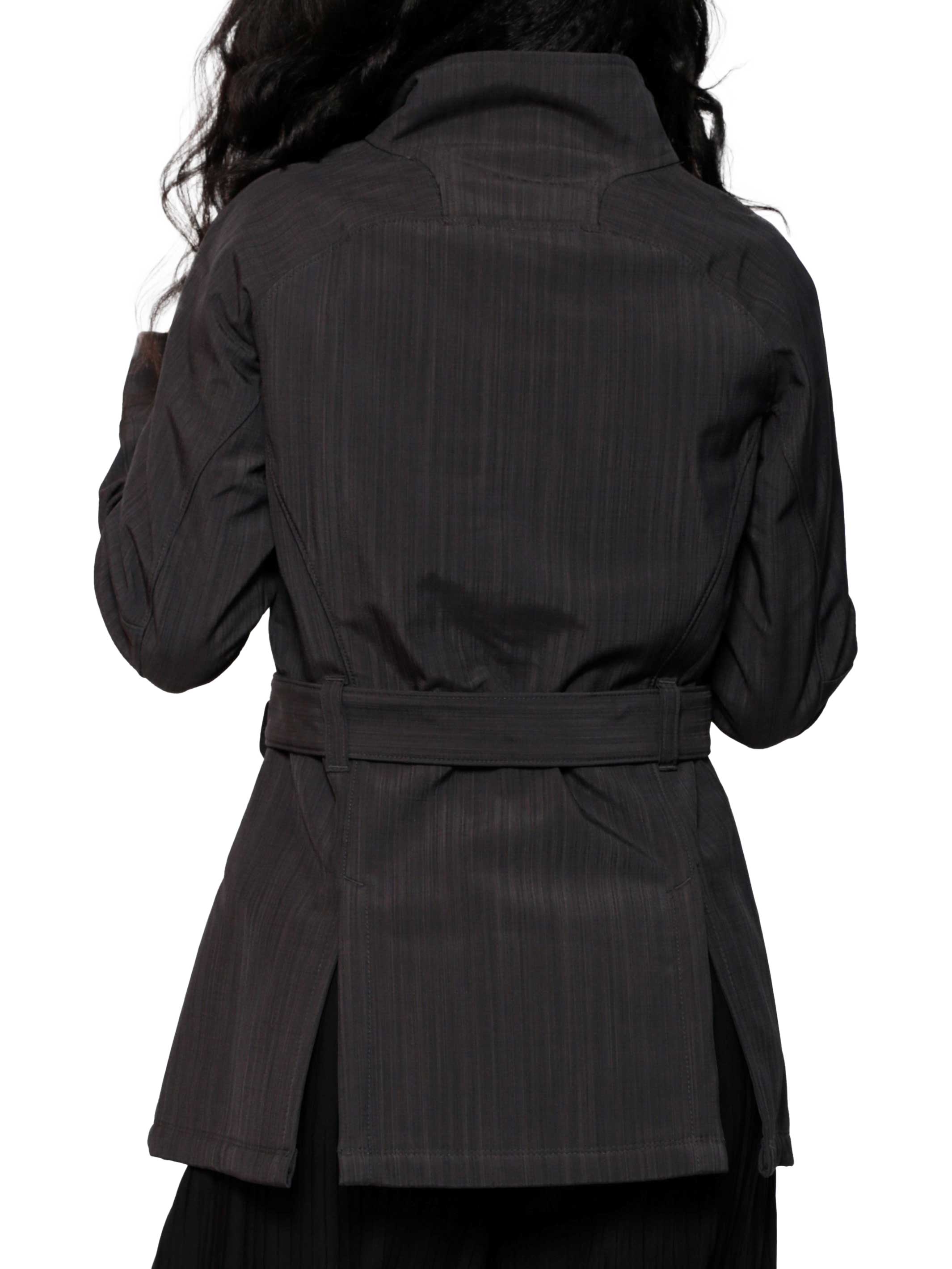 2-Pocket Zipper Belted Coat