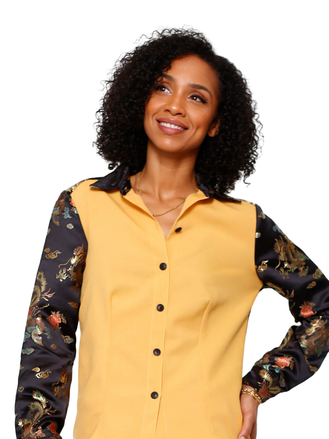 Chinese Brocade L/S Button Blouse