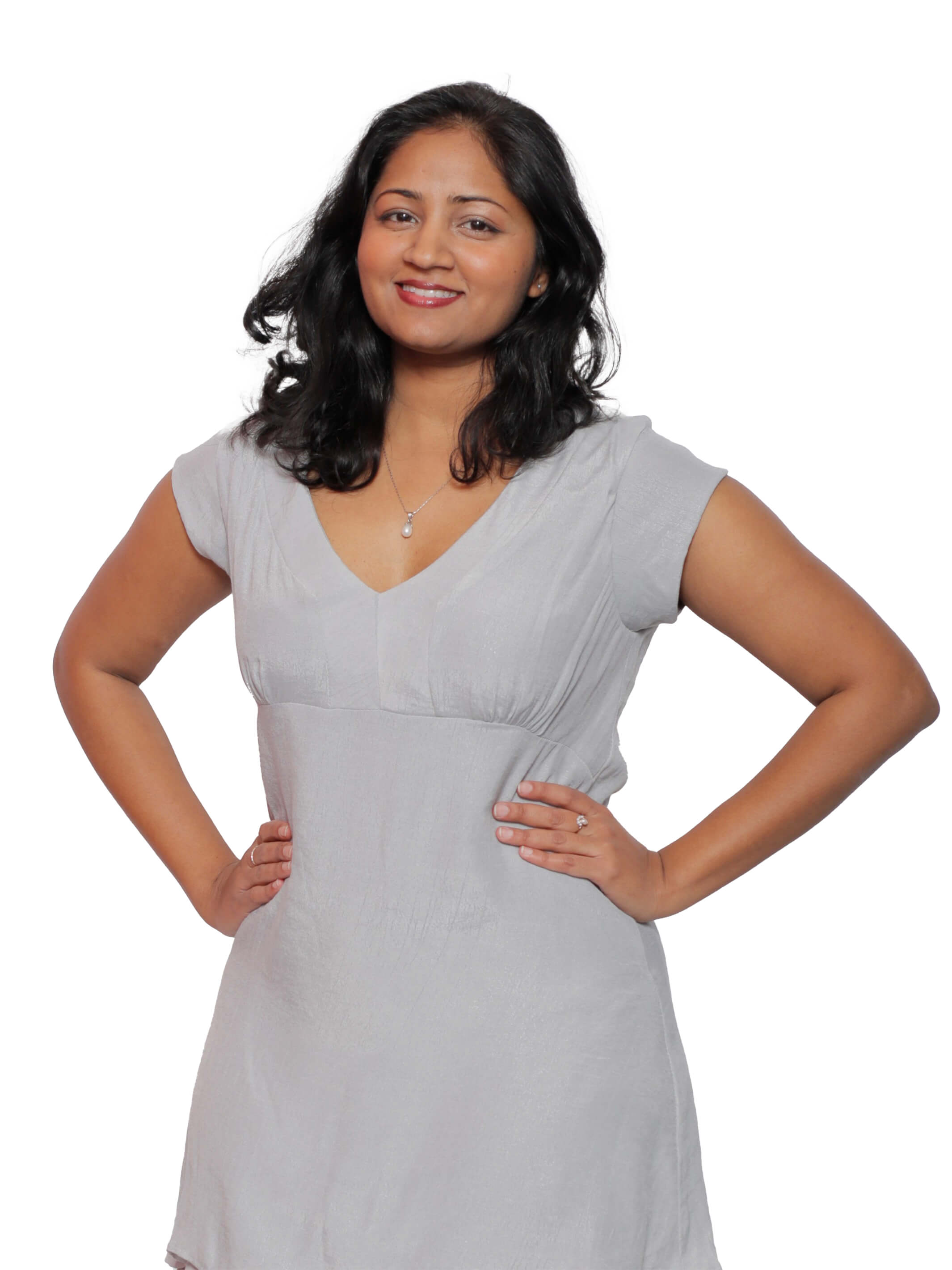 Grey V-Neck S/S Dress