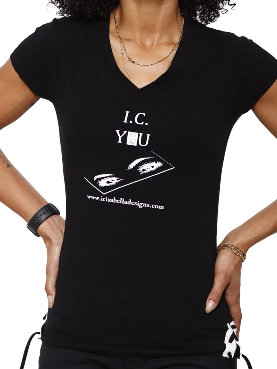 I.C. You Black V-Neck Tee