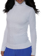 White Long Sleeve Four-Way Stretch Mock Neck Top
