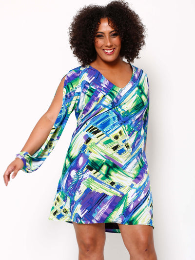 Multicolored Open Sleeve Dress