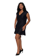 Navy Lace V-Neck S/S Dress
