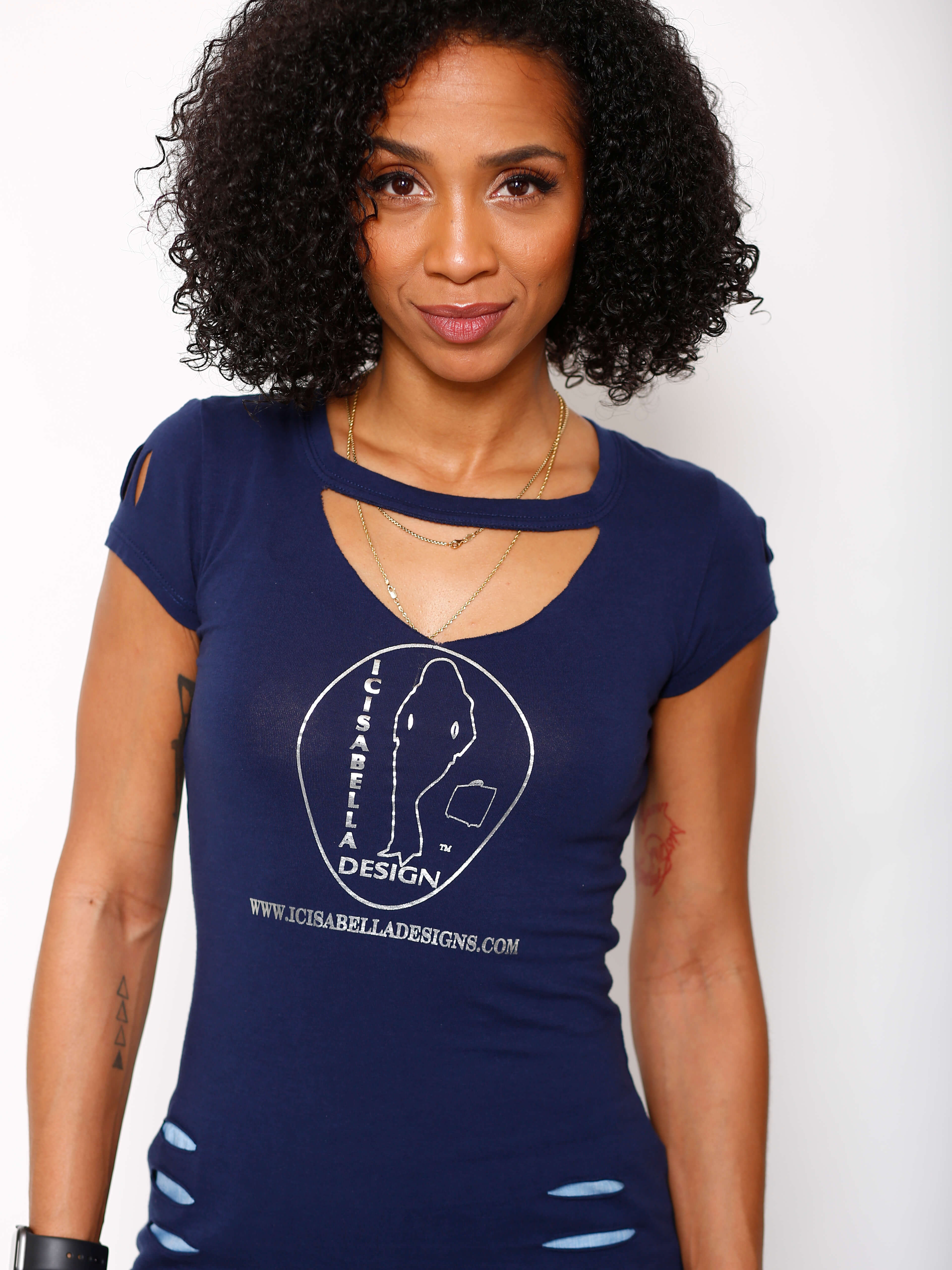 Navy Distressed Foil Logo Tee