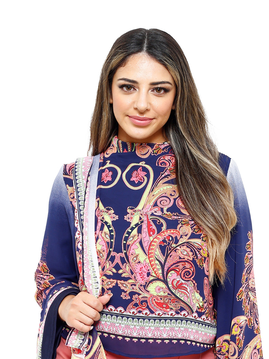 Psychedelic Flare Sleeve Blouse