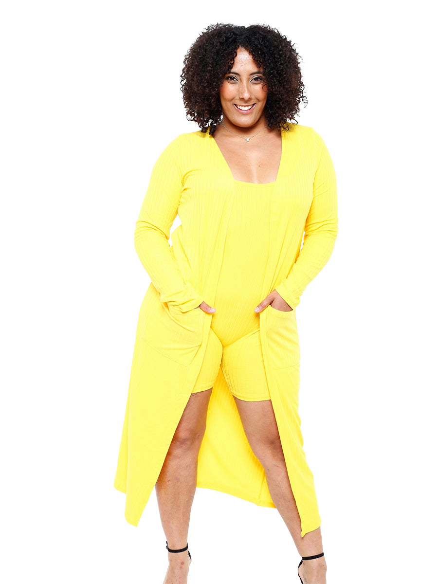 Yellow Fitted Romper with Matching Jacket