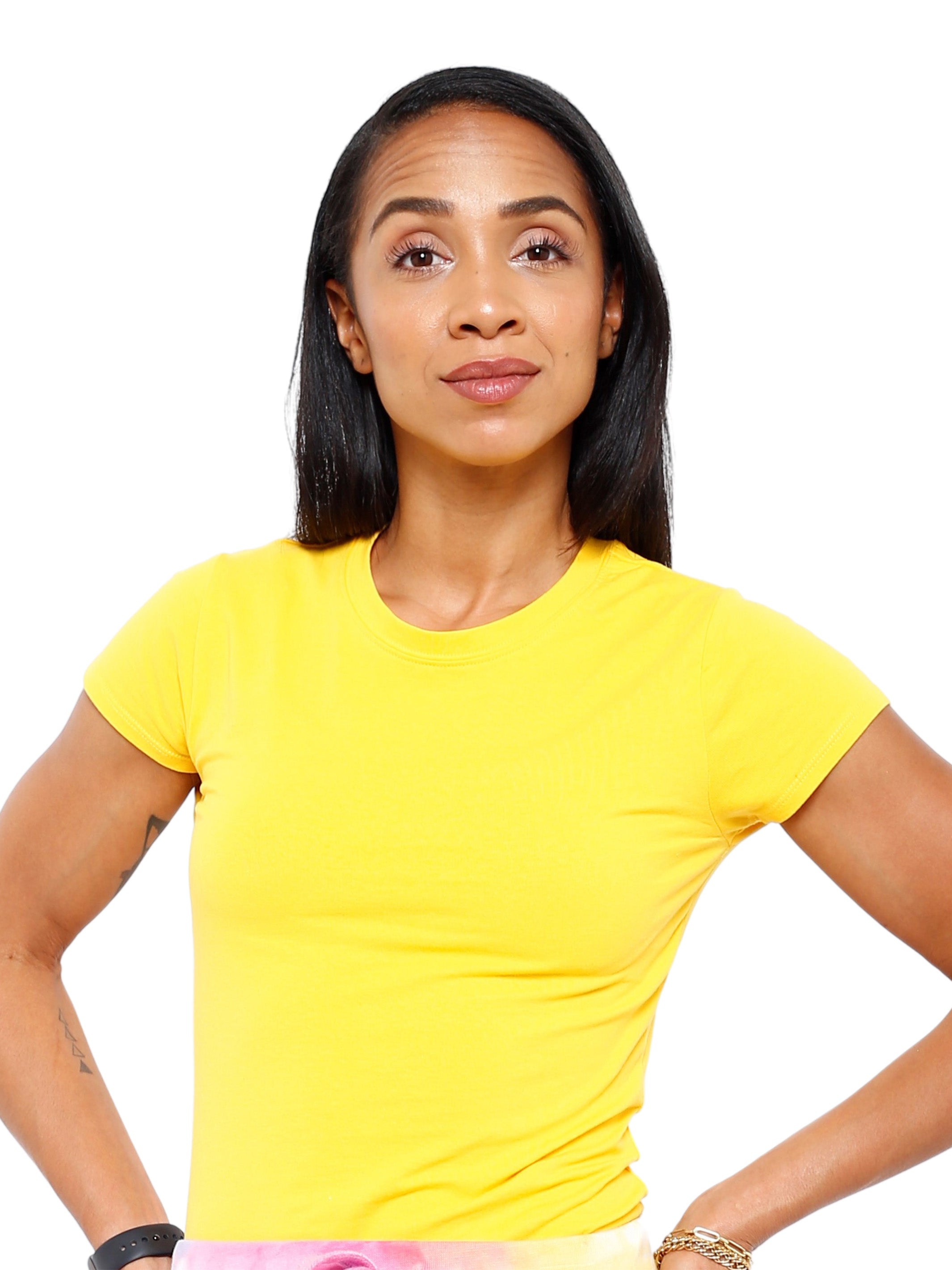 Short Sleeve Essential Crewneck Yellow Tee